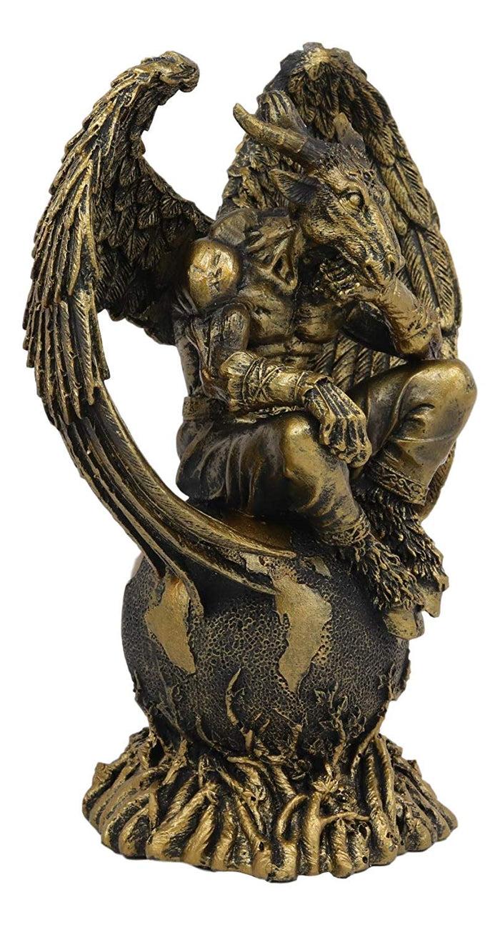 Sabbatic Goat The Thinker Baphomet Sitting On The Globe Statue 7.75"Tall