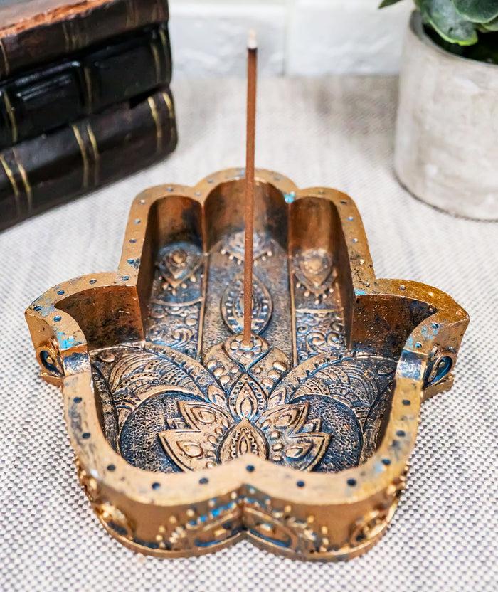 Sacred Symbol Hand of God Hamsa Palm Incense Stick Holder Burner And Ashtray