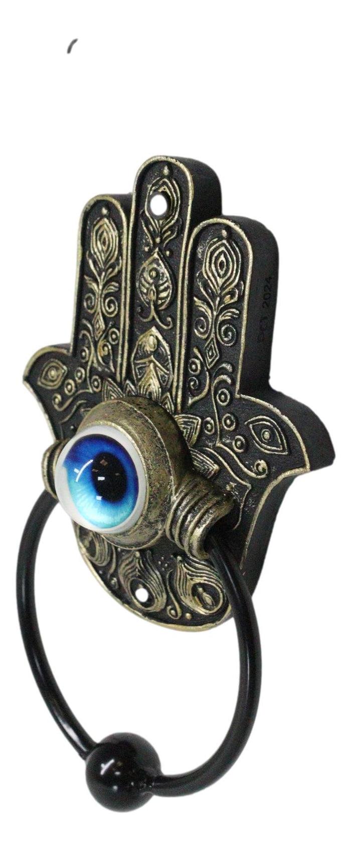 Sacred Symbols Hand Of God Hamsa Palm Glass Evil Eye Decorative Door Knocker