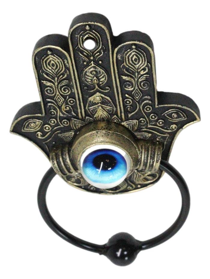 Sacred Symbols Hand Of God Hamsa Palm Glass Evil Eye Decorative Door Knocker