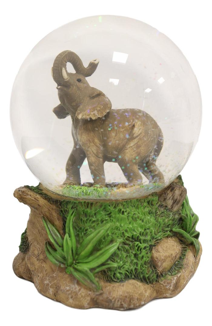 Safari Grasslands Savanna African Bush Elephant Glitter Water Globe Figurine