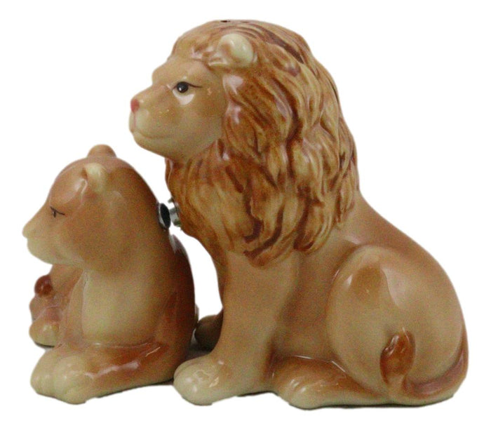 Safari Pride King Lion And Lioness Couple Resting Ceramic Salt Pepper Shaker Set