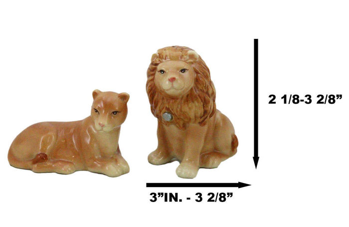 Safari Pride King Lion And Lioness Couple Resting Ceramic Salt Pepper Shaker Set