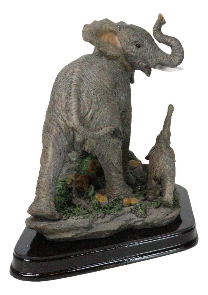 Safari Trio Marching Elephants Father And 2 Calves On Forest Floor Figurine