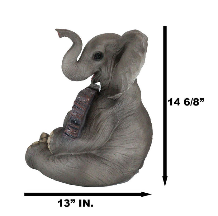 Safari Wildlife Adorable Elephant Pachy Welcome Sign Figurine Patio Decor Statue