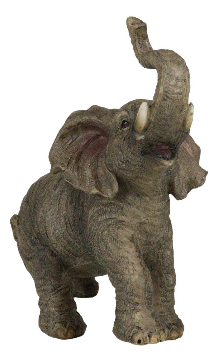 Safari Wildlife Adorable Male Tusked Elephant Trumpeting Collectible Figurine