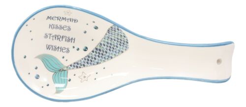 Sea Mermaid Kisses Starfish Wishes Ceramic Kitchen Utensil Spoon Rests Set Of 2