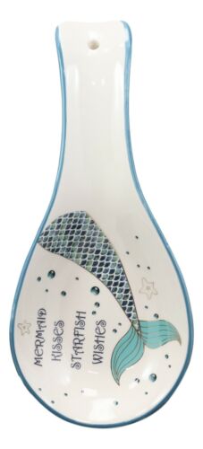 Sea Mermaid Kisses Starfish Wishes Ceramic Kitchen Utensil Spoon Rests Set Of 2