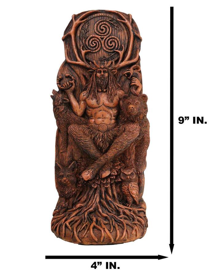 Seated Celtic Horned God Cernunnos Cobra Bear Wolf Owl Tree Of Life Sculpture