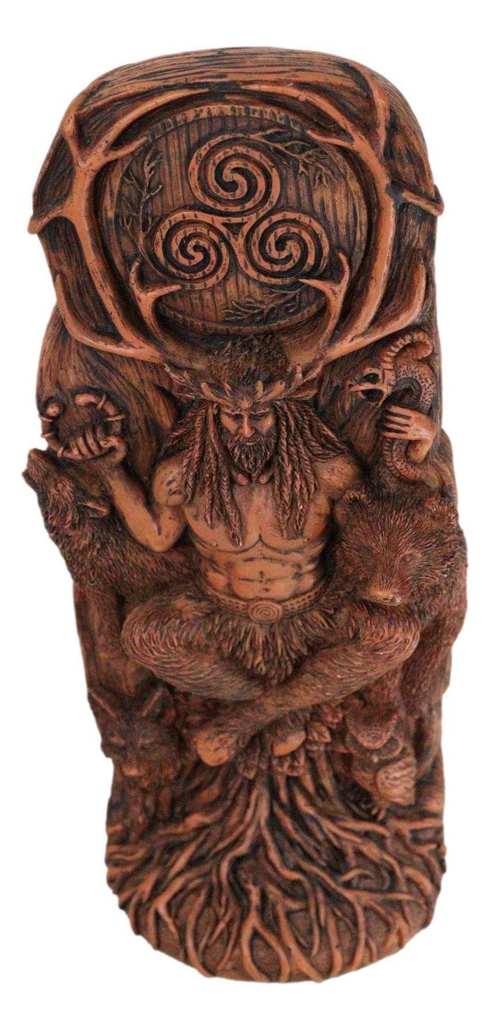 Seated Celtic Horned God Cernunnos Cobra Bear Wolf Owl Tree Of Life Sculpture