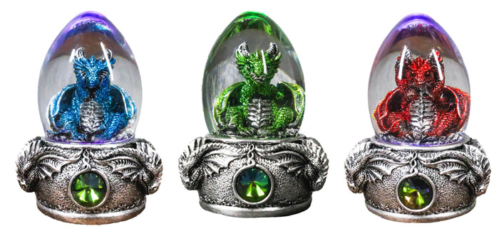 See Hear Speak No Evil Colorful Wyrmling Dragons In Acrylic Eggs Figurines Set