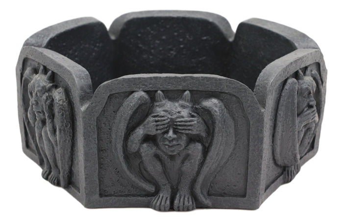See Hear Speak No Evil Gargoyles Hexagon Ashtray With Celtic Knotwork Figurine