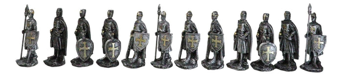 Set Of 12 Medieval Crusader Knights Foot Soldiers In Suit Of Armor Figurines