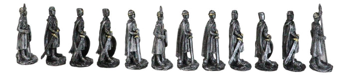 Set Of 12 Medieval Crusader Knights Foot Soldiers In Suit Of Armor Figurines