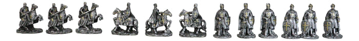 Set Of 12 Medieval Crusader Knights With Swords Shields Horses Mini Figurines