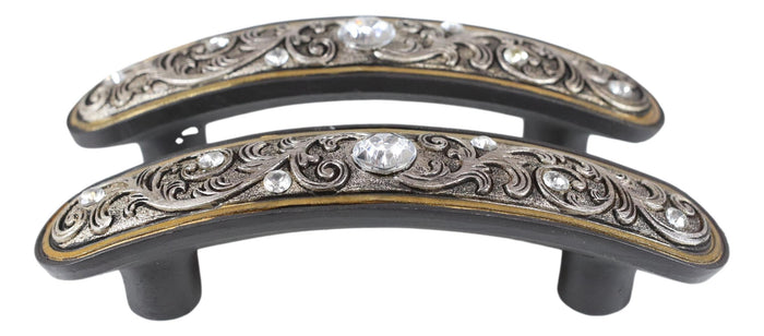 Set Of 12 Western Floral Filigree Lace Silver Bling Drawer Cabinet Bar Pulls