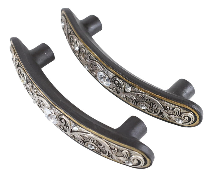 Set Of 12 Western Floral Filigree Lace Silver Bling Drawer Cabinet Bar Pulls