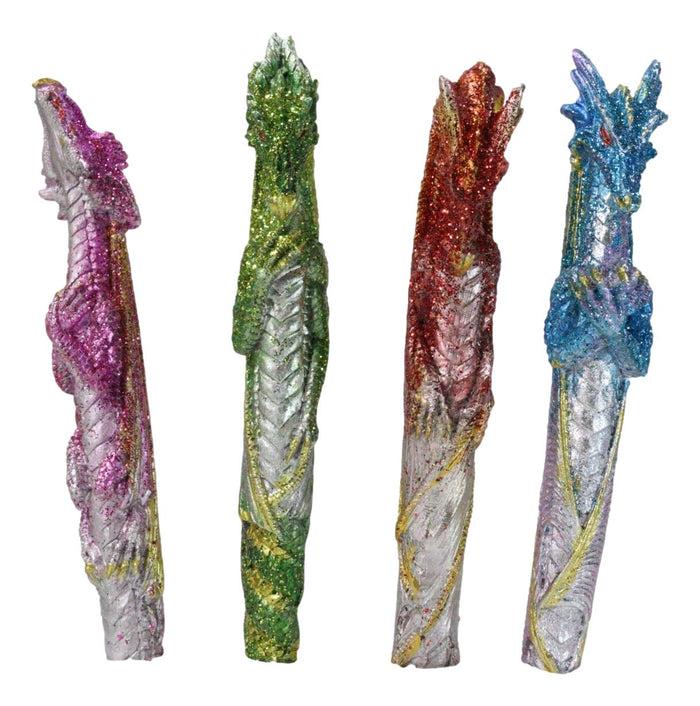 Set Of 16 Colorful Glittering Medieval Fantasy Dragon Figural Ball Point Pens