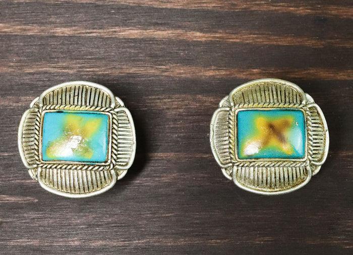 Set Of 18 Western Rustic Turquoise Silver Ropes Cross Cabinet Door Pull Knobs