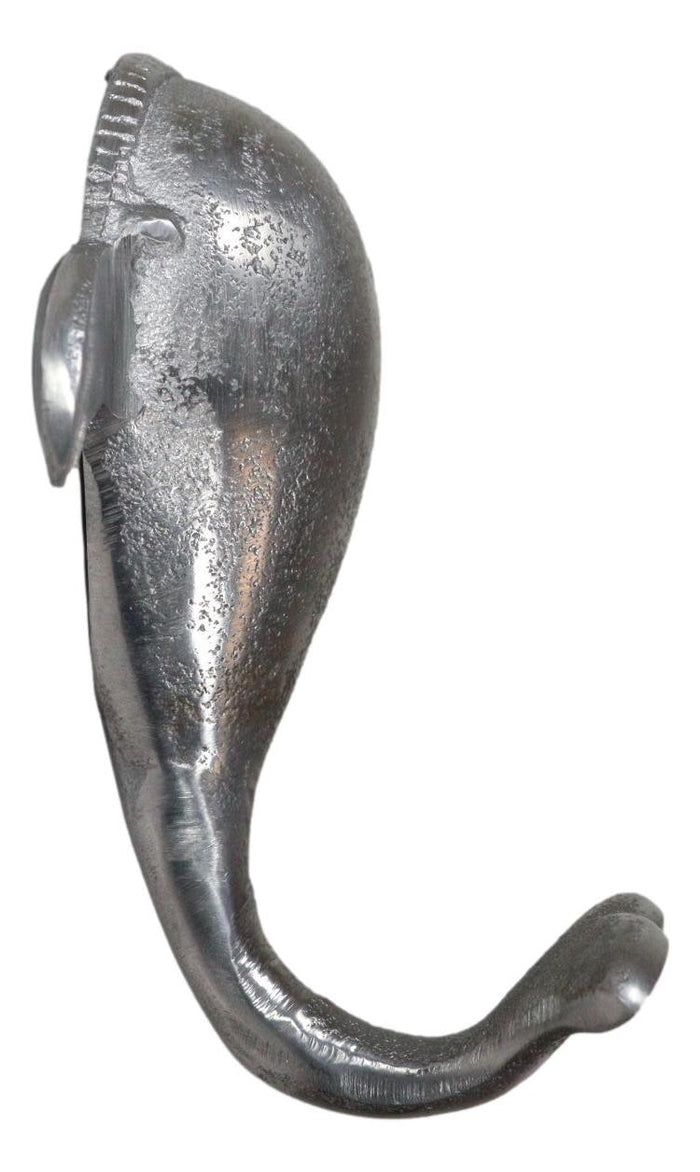 Set Of 2 Aluminum Nautical Marine Beluga Whale Flailing Tail Wall Hook Hangers