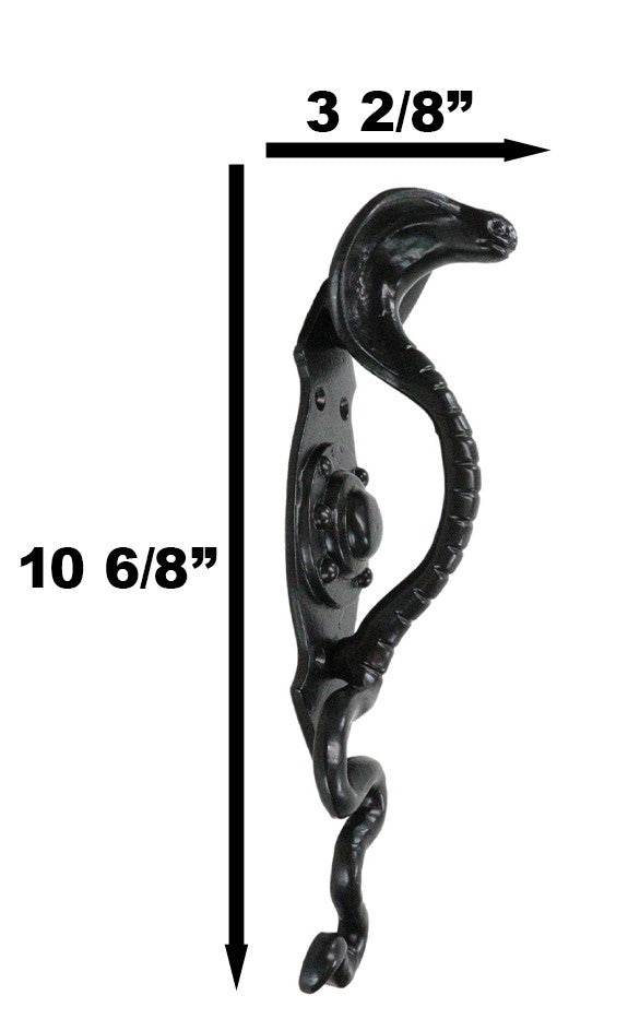 Set Of 2 Black Cast Iron Ferocious Desert Cobra Snake Door Handle Bar Pulls