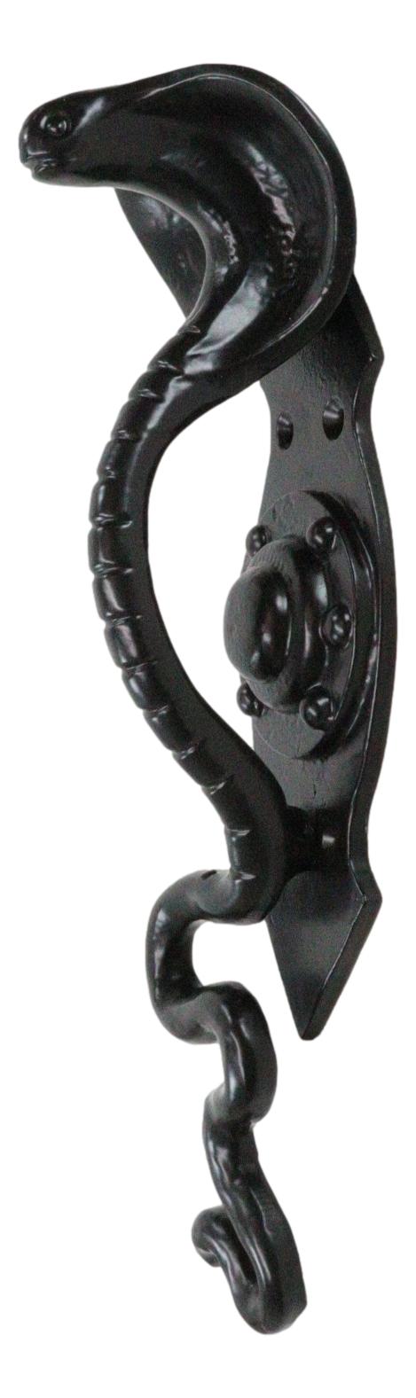 Set Of 2 Black Cast Iron Ferocious Desert Cobra Snake Door Handle Bar Pulls