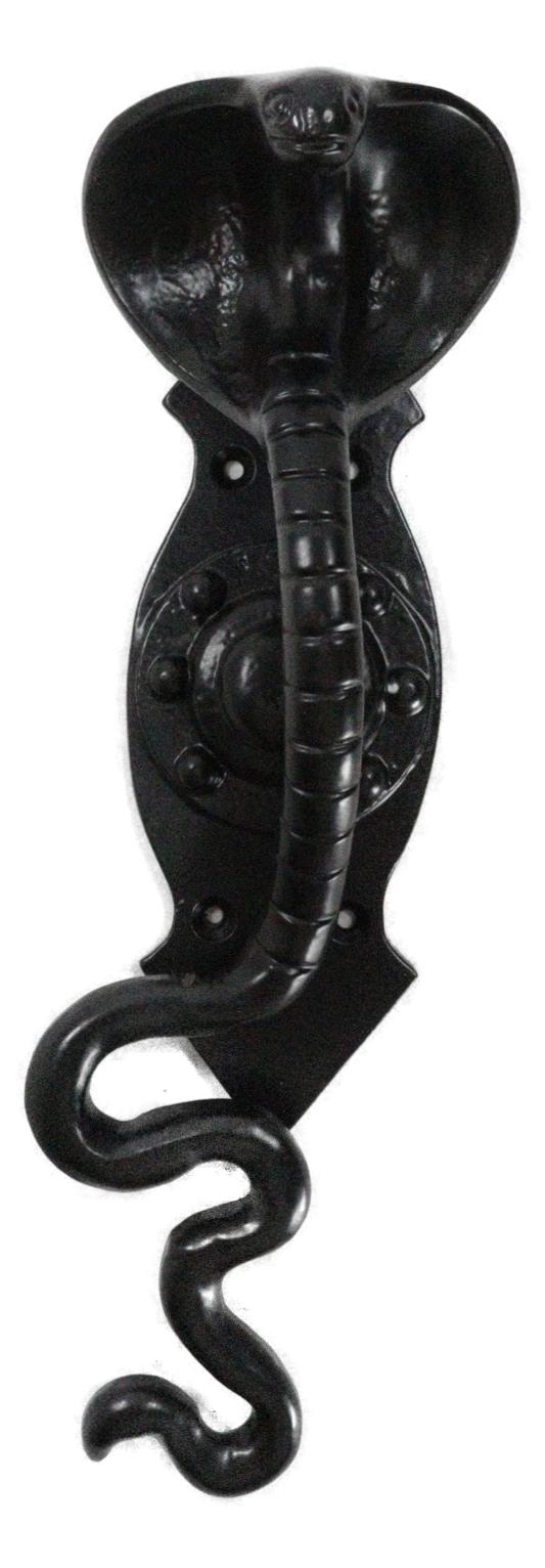 Set Of 2 Black Cast Iron Ferocious Desert Cobra Snake Door Handle Bar Pulls