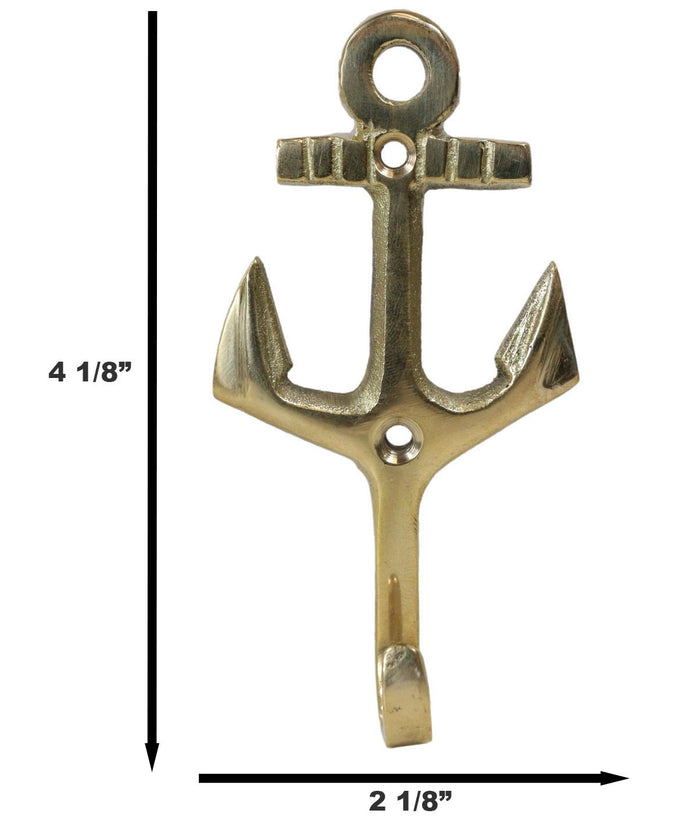Set Of 2 Brass Vintage Maritime Sailor Nautical Ocean Sea Ship Anchor Wall Hooks