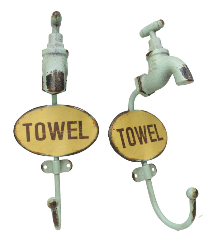 Set Of 2 Cast Iron Vintage Old Fashioned Spigot Faucet Towel Coat Wall Hooks Set Of 2 Cast Iron Vintage Old Fashioned Spigot Faucet Towel Coat Wall Hooks