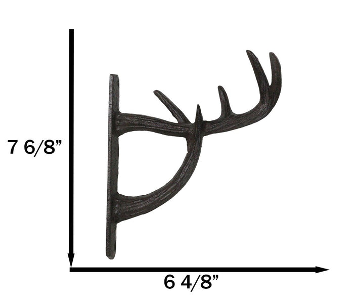 Set Of 2 Cast Iron Vintage Western Rustic Deer Antlers Multi Point Wall Hooks
