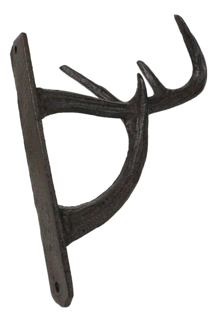 Set Of 2 Cast Iron Vintage Western Rustic Deer Antlers Multi Point Wall Hooks