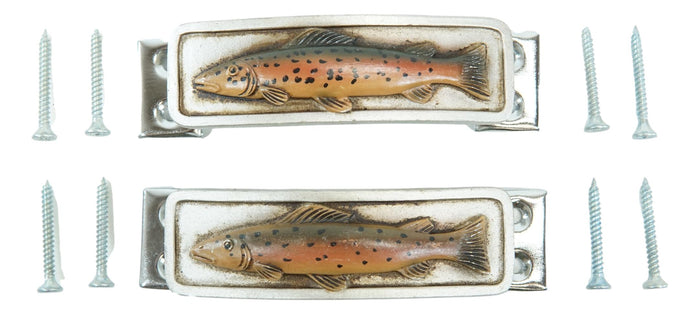 Set Of 2 Coastal Marine Nautical Fish Drawer Cabinet Door Bar Pull Knobs Accent