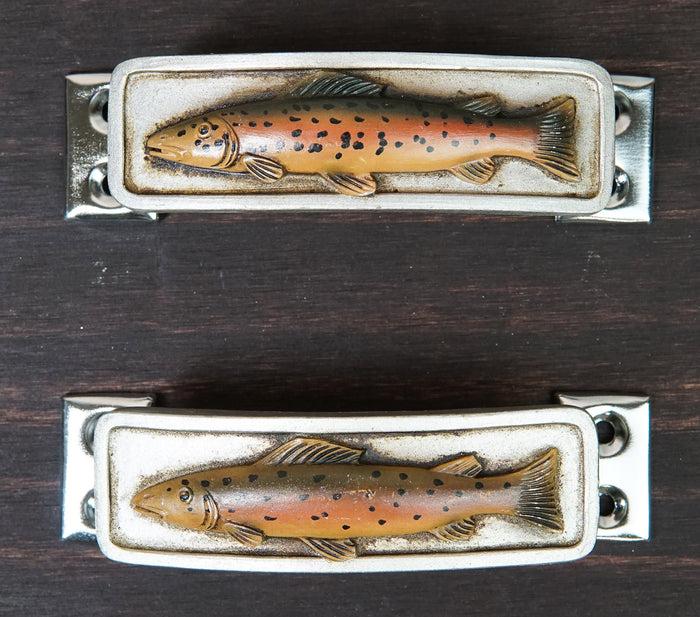 Set Of 2 Coastal Marine Nautical Fish Drawer Cabinet Door Bar Pull Knobs Accent
