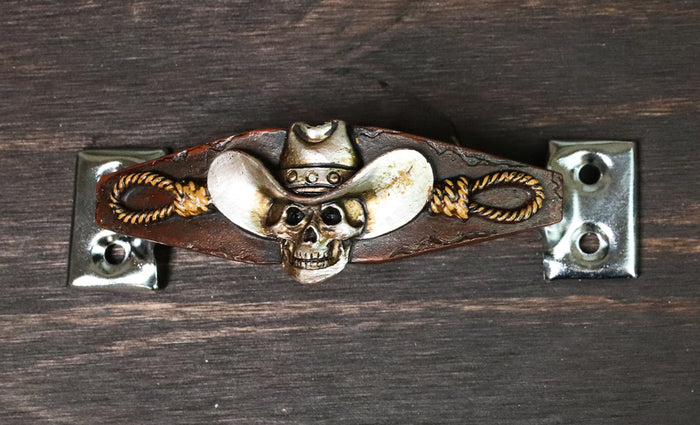 Set Of 2 Country Western Cowboy Skull With Gallow Ropes Drawer Handle Bar Pulls