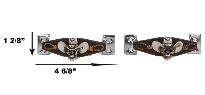 Set Of 2 Country Western Cowboy Skull With Gallow Ropes Drawer Handle Bar Pulls