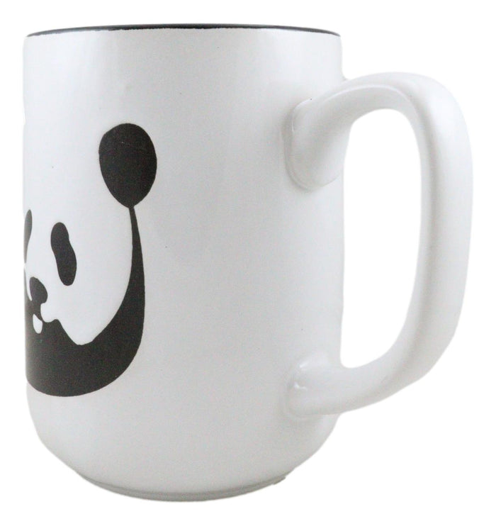 Set Of 2 Giant Panda Bear Abstract Silhouette Art Ceramic Coffee Tea Mug Cup