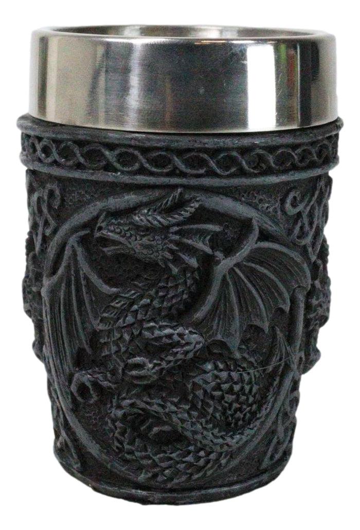 Set Of 2 Gothic Fantasy Moon Voyage Of The Dragon Celtic Knotwork Shot Glasses