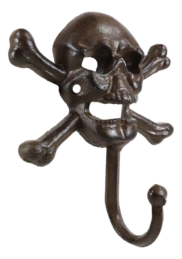 Set Of 2 Macabre Halloween Pirate Ghastly Skull Skeleton Crossed Bones Wall Hook