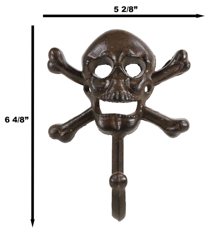 Set Of 2 Macabre Halloween Pirate Ghastly Skull Skeleton Crossed Bones Wall Hook