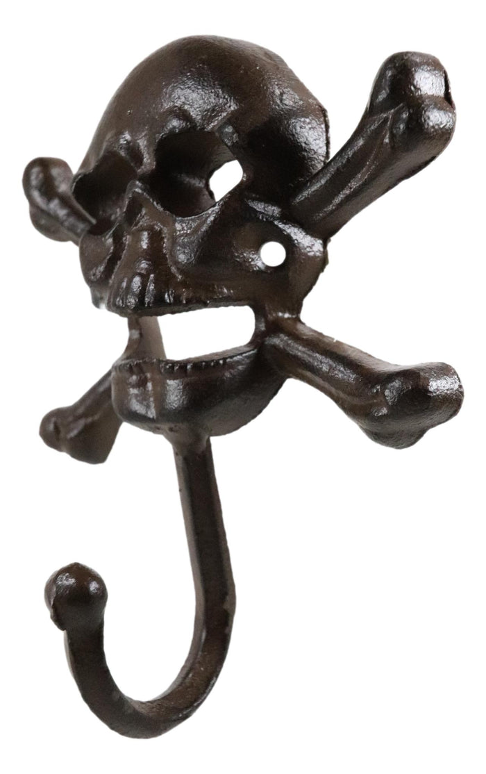 Set Of 2 Macabre Halloween Pirate Ghastly Skull Skeleton Crossed Bones Wall Hook