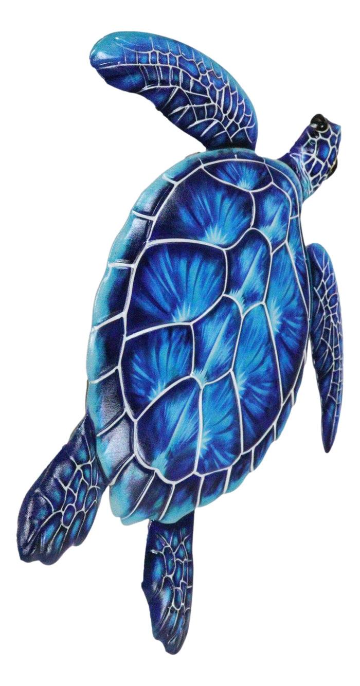 Set Of 2 Marine Ocean Green And Blue Bermuda Sea Turtle Metal Wall Decor Plaques