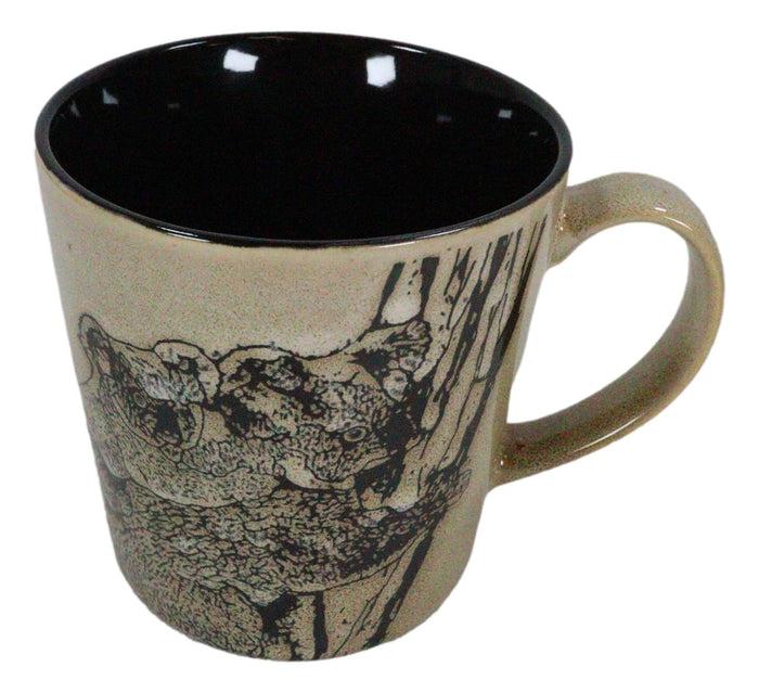 Set Of 2 Native Wild Koala Bear Mother With Joey Ceramic Coffee Cup Mugs 16oz