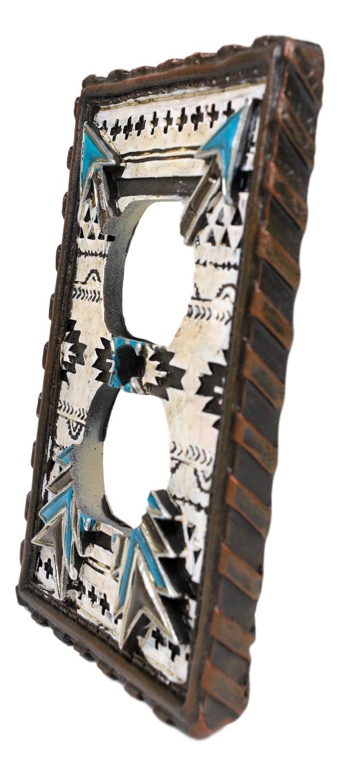 Set Of 2 Navajo Crossed Turquoise Arrows Wall Double Receptacle Outlet Plates