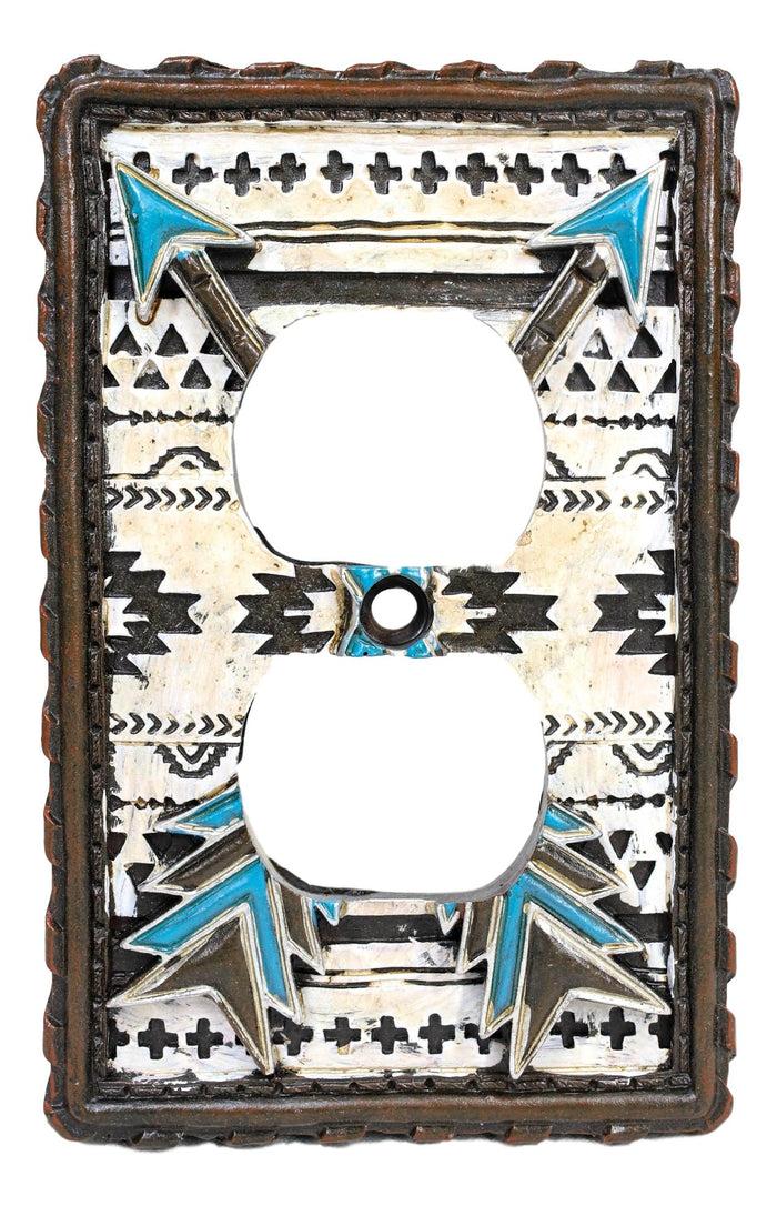 Set Of 2 Navajo Crossed Turquoise Arrows Wall Double Receptacle Outlet Plates