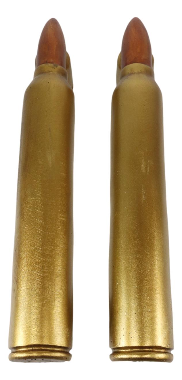 Set Of 2 Oversized Faux Hunter Rifle Bullet Casings Barn Door Bar Pull Handles
