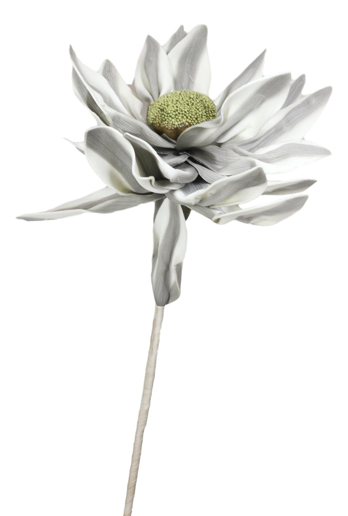 Set Of 2 Realistic Artificial Botanica Long White Grey Flower Floral Stems