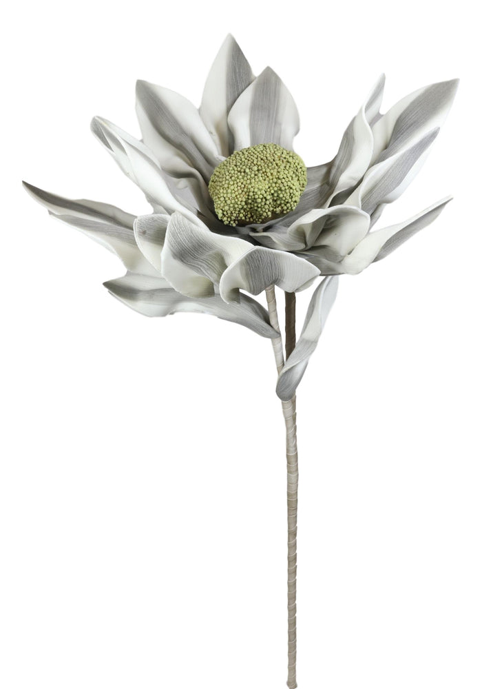 Set Of 2 Realistic Artificial Botanica Long White Grey Flower Floral Stems