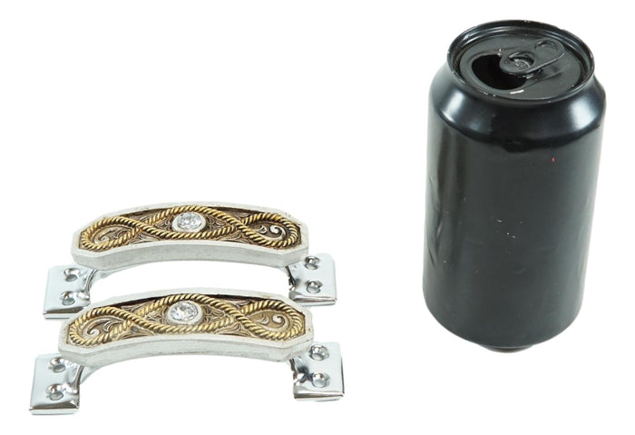 Set Of 2 Rustic Western Braided Ropes Crystal Drawer Cabinet Door Bar Pull Knobs