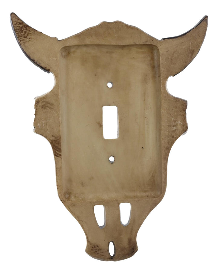 Set Of 2 Rustic Western Bull Bison Cow Skull Single Toggle Switch Wall Plates