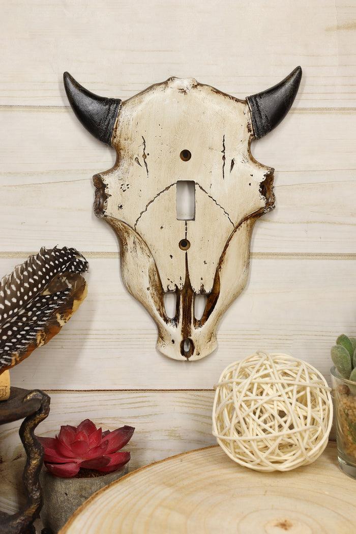 Set Of 2 Rustic Western Bull Bison Cow Skull Single Toggle Switch Wall Plates